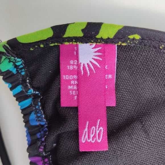 Deb Y2K Leopard Sequin Neon Multicolor Bikini Swim Top Medium - Picture 10 of 12